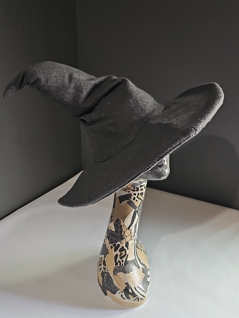 Gray Felt Wizard Witch Hat Classic Pointed Halloween Hat